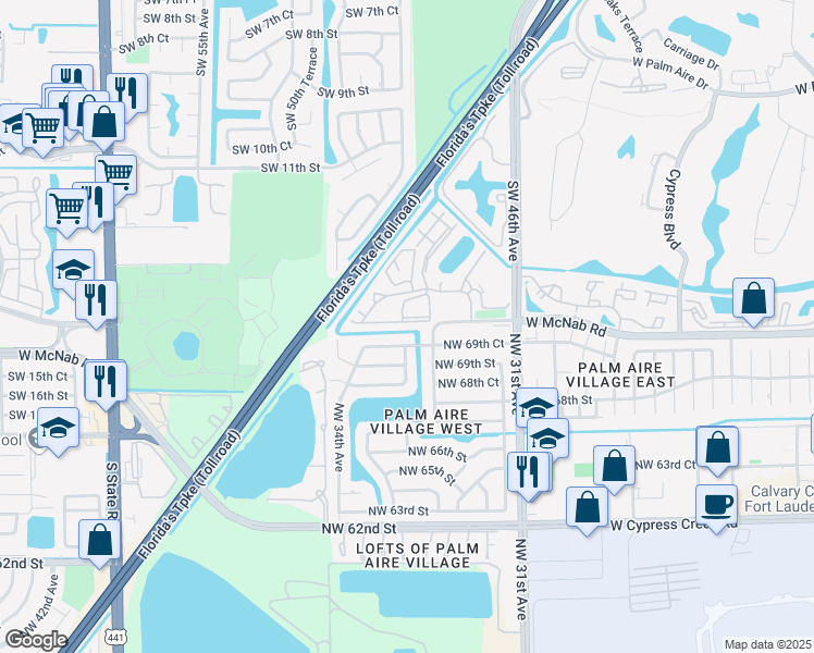 map of restaurants, bars, coffee shops, grocery stores, and more near 715 Gardens Drive in Pompano Beach