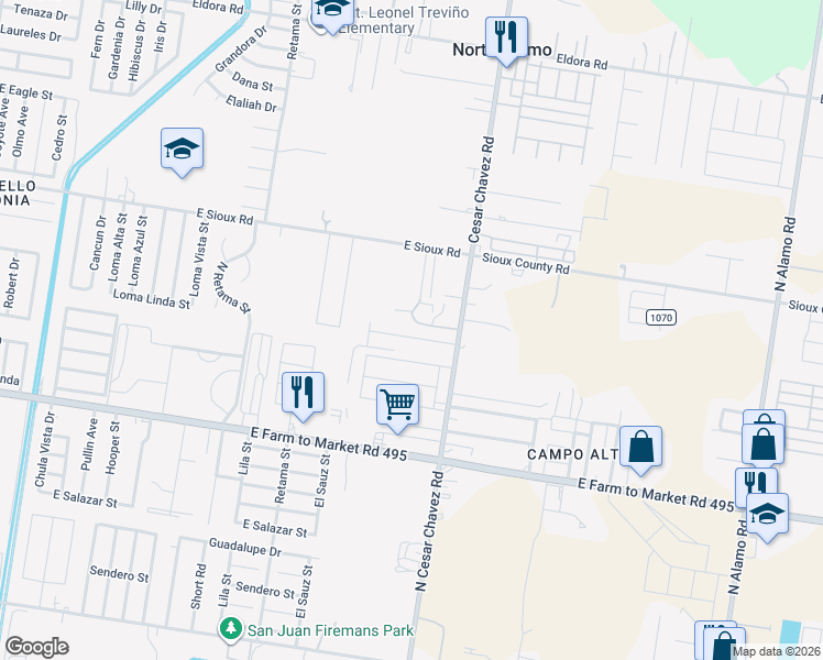 map of restaurants, bars, coffee shops, grocery stores, and more near 1208 Morningset Road in San Juan