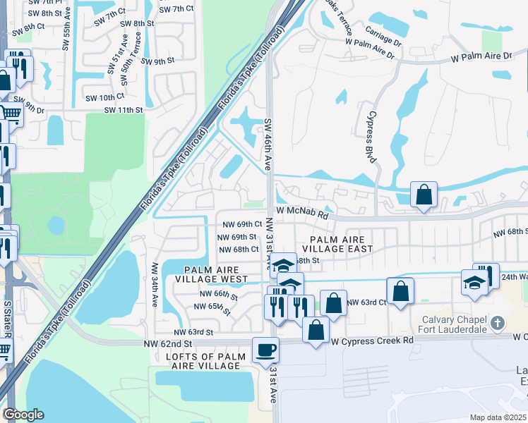 map of restaurants, bars, coffee shops, grocery stores, and more near in Pompano Beach
