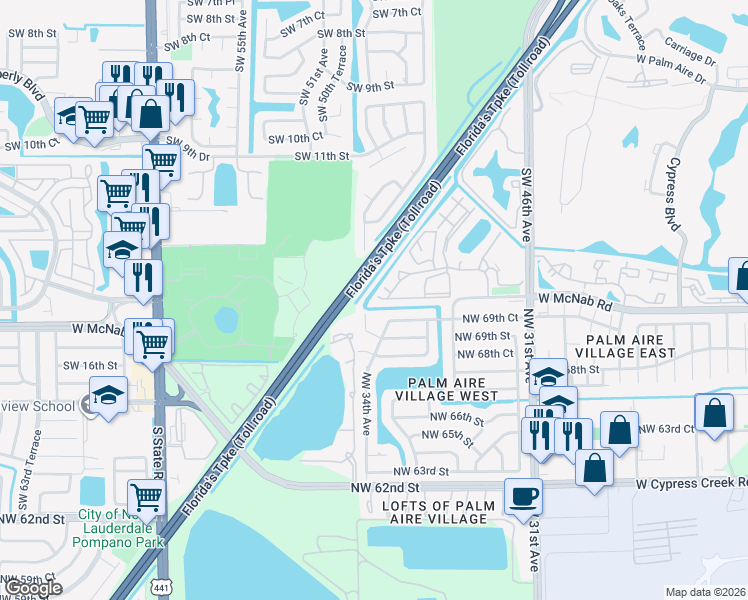 map of restaurants, bars, coffee shops, grocery stores, and more near 709 Gardens Drive in Pompano Beach