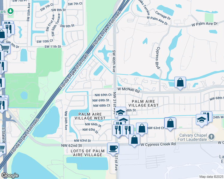 map of restaurants, bars, coffee shops, grocery stores, and more near in Pompano Beach