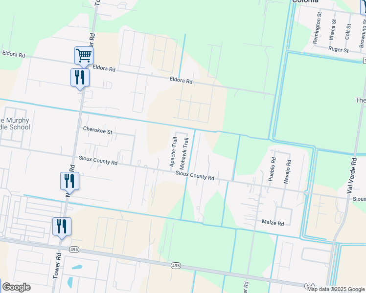 map of restaurants, bars, coffee shops, grocery stores, and more near 1225 Mohawk Trail in Alamo