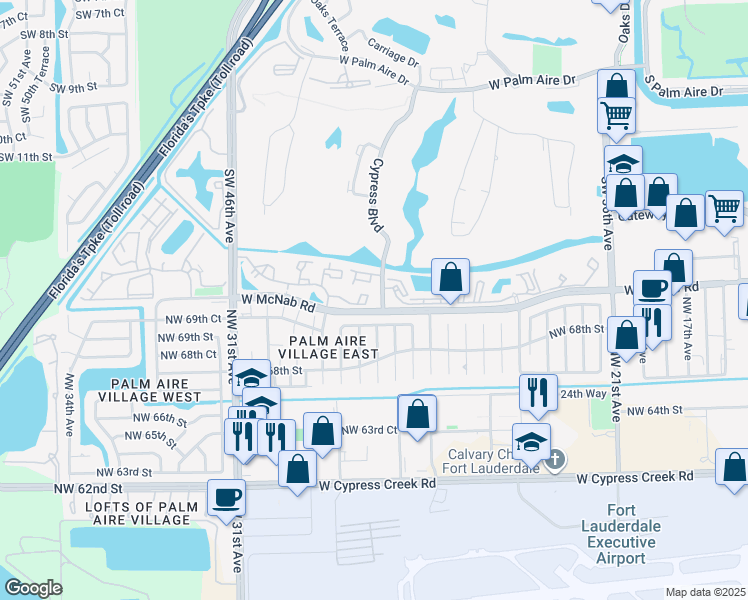 map of restaurants, bars, coffee shops, grocery stores, and more near 4201 West McNab Road in Pompano Beach