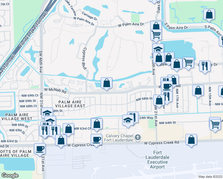 map of restaurants, bars, coffee shops, grocery stores, and more near 4045 West McNab Road in Pompano Beach