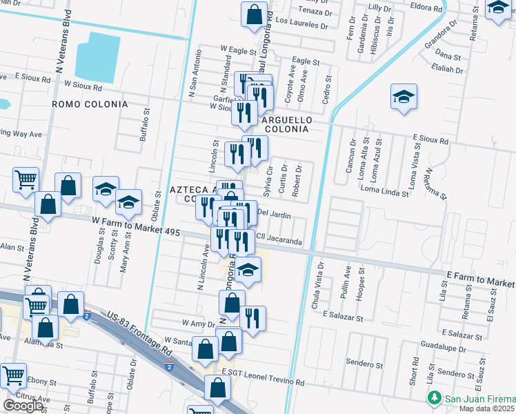 map of restaurants, bars, coffee shops, grocery stores, and more near 111 Calle Del Jardin in San Juan