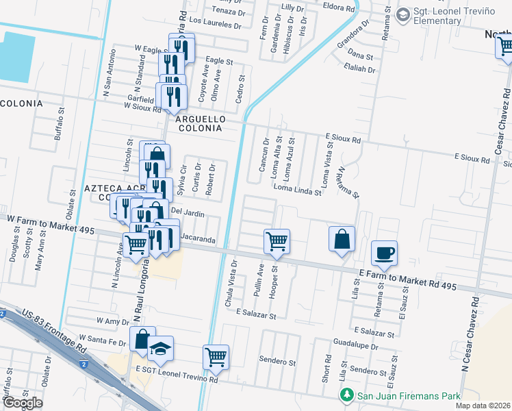 map of restaurants, bars, coffee shops, grocery stores, and more near 417 Guayavitos Lane in San Juan