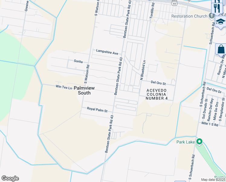 map of restaurants, bars, coffee shops, grocery stores, and more near 4200 Win Tex Lane in Mission
