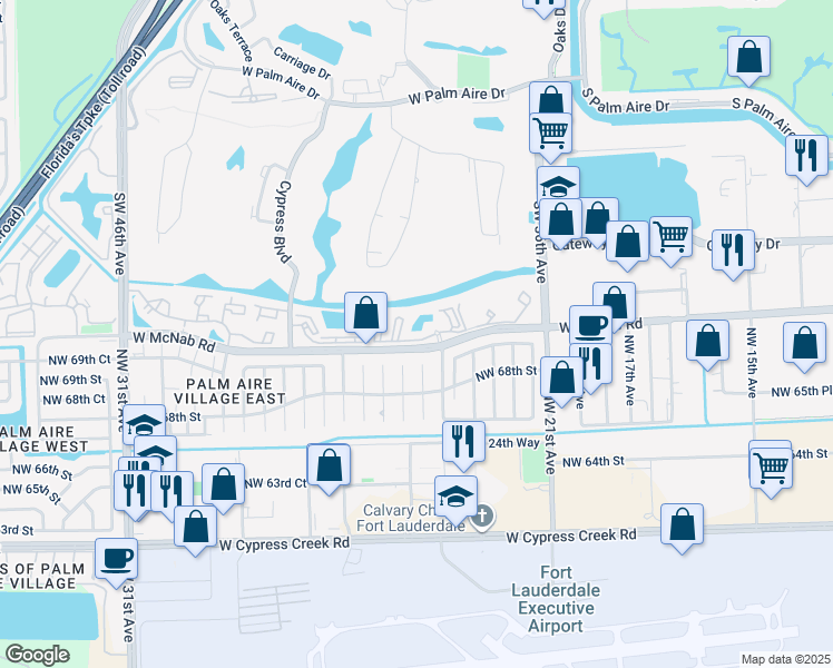 map of restaurants, bars, coffee shops, grocery stores, and more near 4005 West McNab Road in Pompano Beach