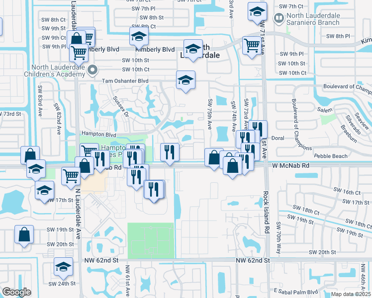 map of restaurants, bars, coffee shops, grocery stores, and more near 1472 Avon Lane in North Lauderdale