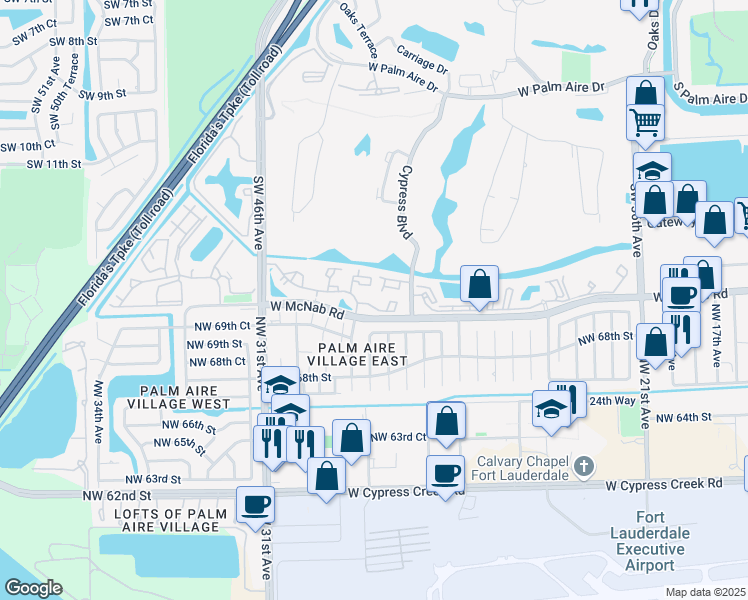 map of restaurants, bars, coffee shops, grocery stores, and more near 6985 Northwest 29th Avenue in Fort Lauderdale