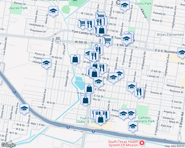map of restaurants, bars, coffee shops, grocery stores, and more near 322 North Conway Avenue in Mission