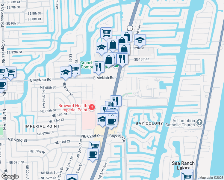 map of restaurants, bars, coffee shops, grocery stores, and more near in Fort Lauderdale