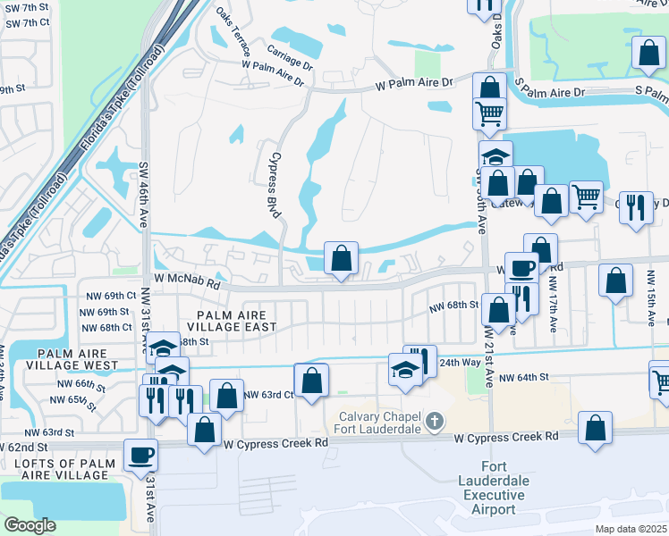 map of restaurants, bars, coffee shops, grocery stores, and more near 3993 Cypress Reach Court in Pompano Beach