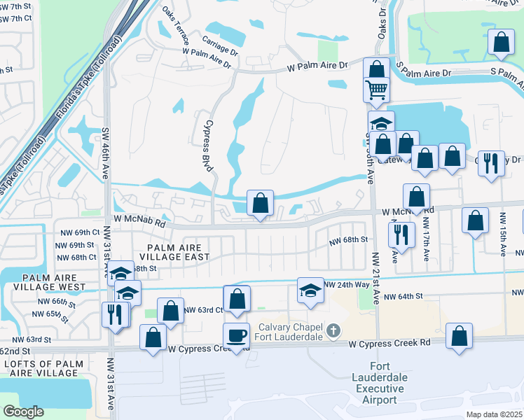 map of restaurants, bars, coffee shops, grocery stores, and more near 4045 West McNab Road in Pompano Beach