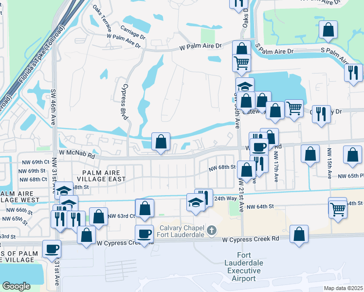 map of restaurants, bars, coffee shops, grocery stores, and more near 4005 West McNab Road in Pompano Beach