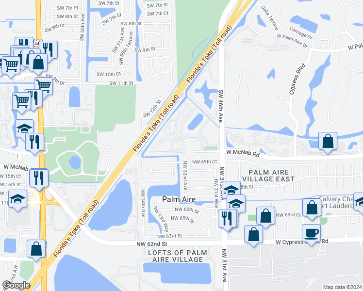 map of restaurants, bars, coffee shops, grocery stores, and more near 719 Gardens Drive in Pompano Beach