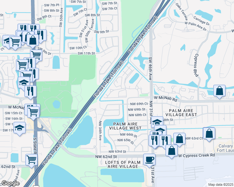 map of restaurants, bars, coffee shops, grocery stores, and more near 715 Gardens Drive in Pompano Beach