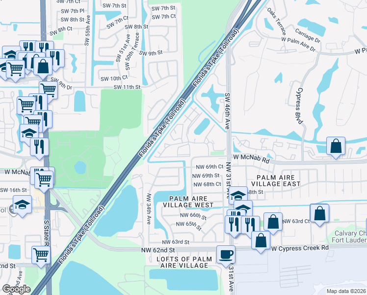 map of restaurants, bars, coffee shops, grocery stores, and more near 107 Gardens Drive in Pompano Beach