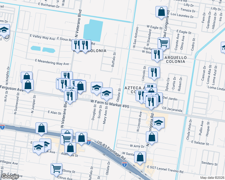 map of restaurants, bars, coffee shops, grocery stores, and more near 1900 Buffalo Avenue in San Juan