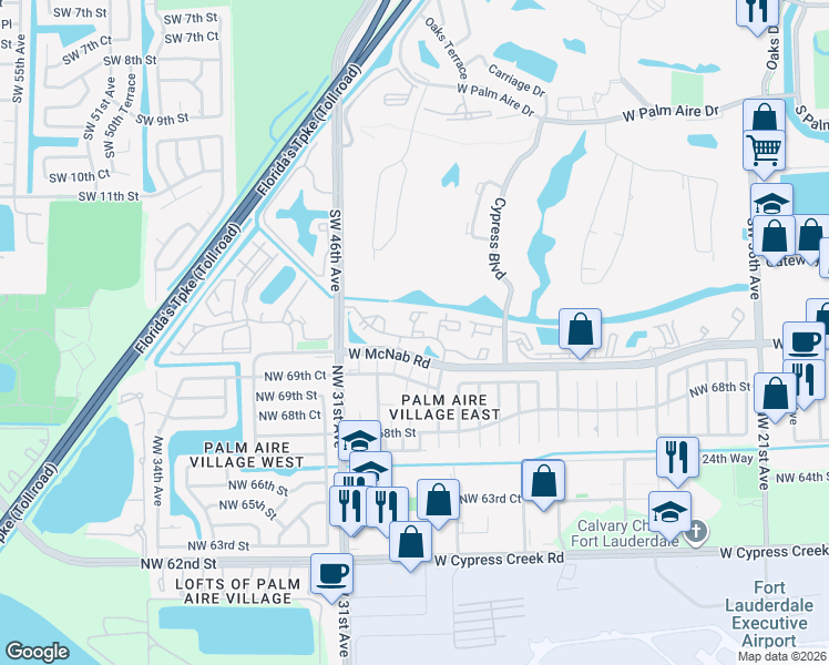 map of restaurants, bars, coffee shops, grocery stores, and more near 4441 West McNab Road in Pompano Beach