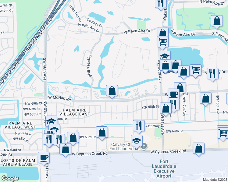 map of restaurants, bars, coffee shops, grocery stores, and more near 4035 West McNab Road in Pompano Beach