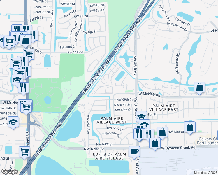 map of restaurants, bars, coffee shops, grocery stores, and more near 107 Gardens Drive in Pompano Beach