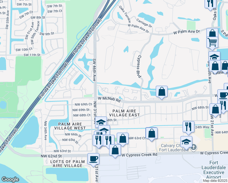 map of restaurants, bars, coffee shops, grocery stores, and more near 4441 West McNab Road in Pompano Beach