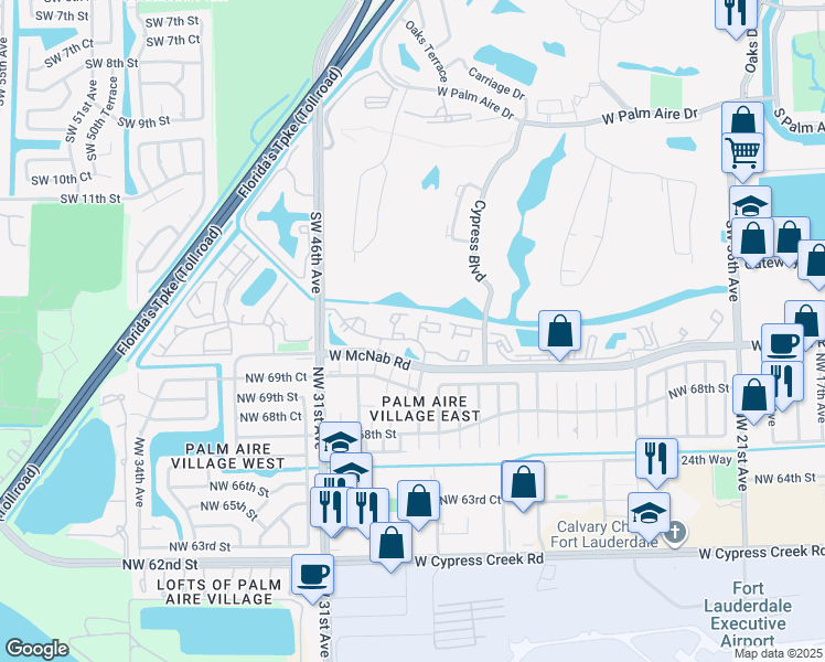 map of restaurants, bars, coffee shops, grocery stores, and more near 4361 West McNab Road in Pompano Beach