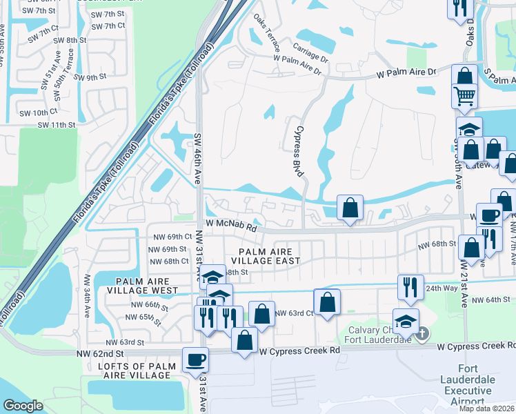 map of restaurants, bars, coffee shops, grocery stores, and more near 4361 West McNab Road in Pompano Beach