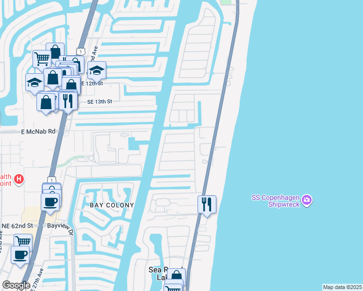 map of restaurants, bars, coffee shops, grocery stores, and more near 2061 Coco Palm Place in Pompano Beach