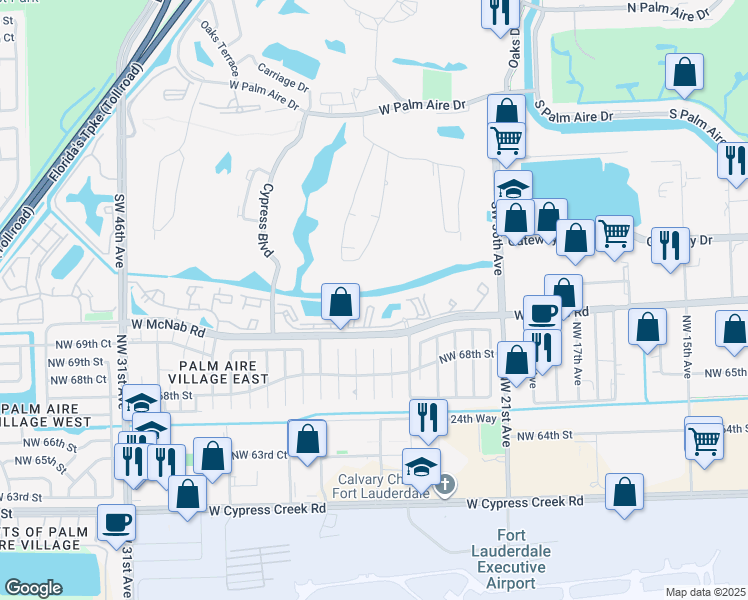 map of restaurants, bars, coffee shops, grocery stores, and more near 4035 West McNab Road in Pompano Beach