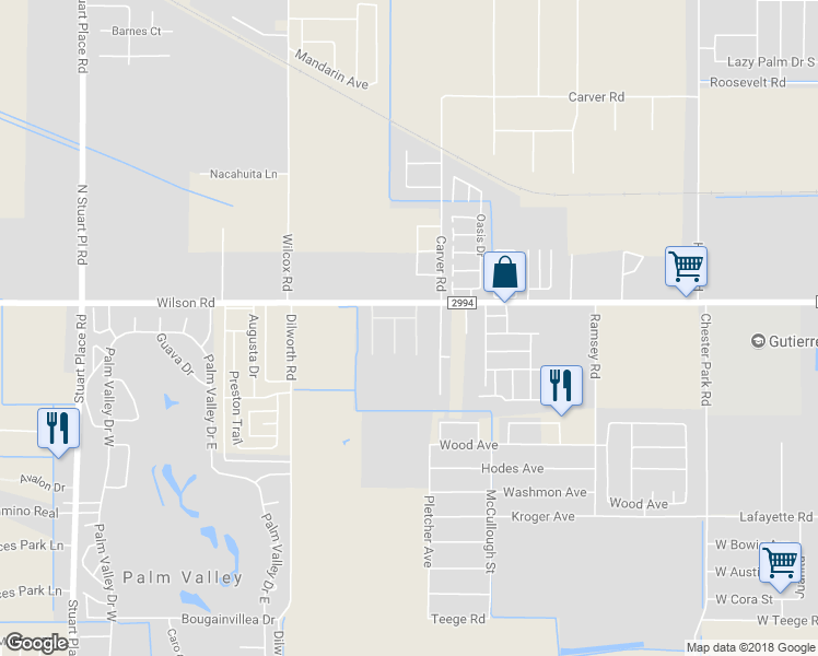 map of restaurants, bars, coffee shops, grocery stores, and more near 2105 Stone Gate Drive in Harlingen