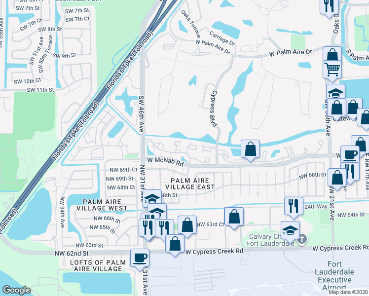 map of restaurants, bars, coffee shops, grocery stores, and more near 4361 West McNab Road in Pompano Beach