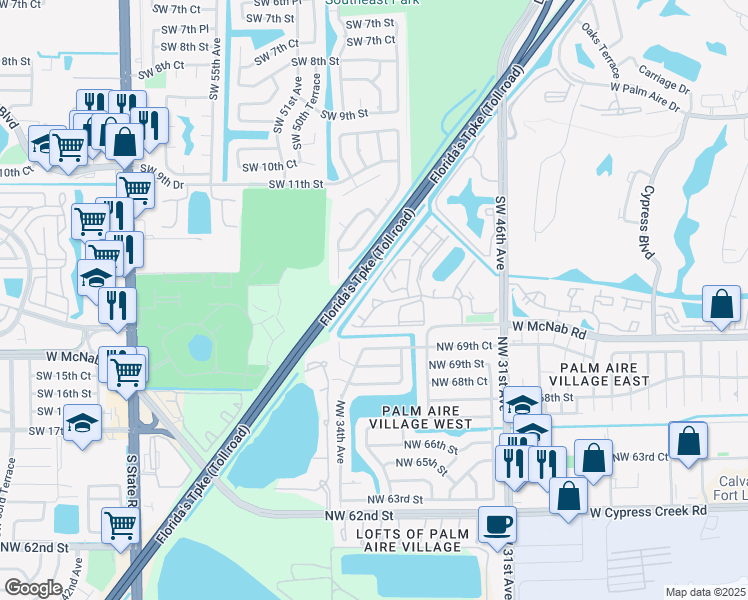 map of restaurants, bars, coffee shops, grocery stores, and more near 701 Gardens Drive in Pompano Beach