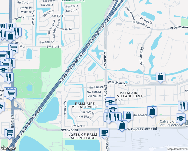 map of restaurants, bars, coffee shops, grocery stores, and more near 117 Gardens Drive in Pompano Beach