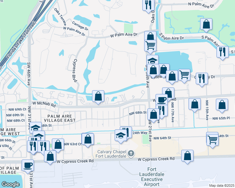 map of restaurants, bars, coffee shops, grocery stores, and more near 3995 West McNab Road in Pompano Beach