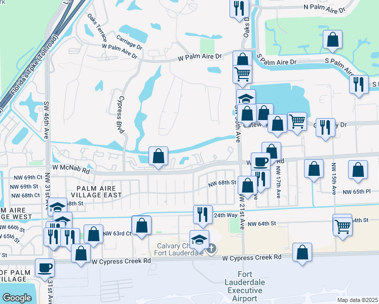 map of restaurants, bars, coffee shops, grocery stores, and more near 3995 West McNab Road in Pompano Beach