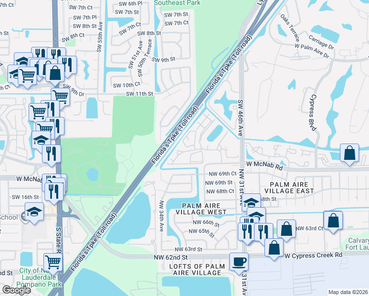 map of restaurants, bars, coffee shops, grocery stores, and more near 512 Gardens Drive in Pompano Beach