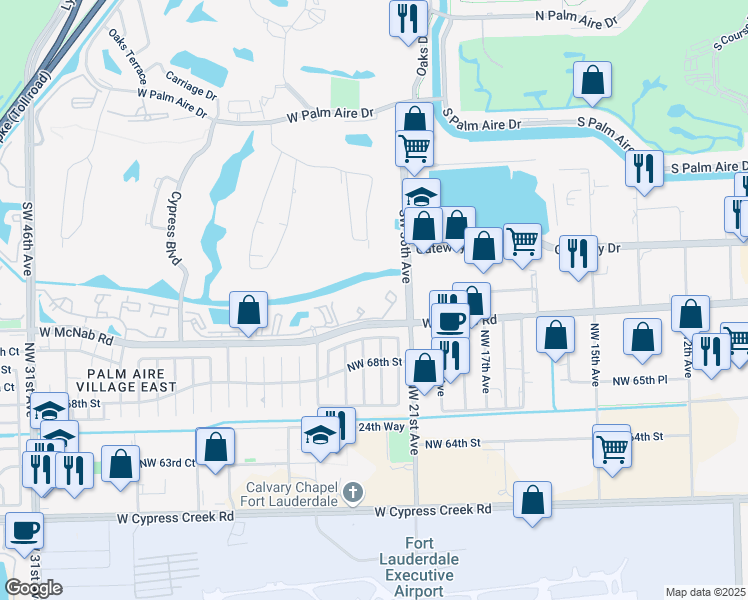 map of restaurants, bars, coffee shops, grocery stores, and more near 3701 West McNab Road in Pompano Beach