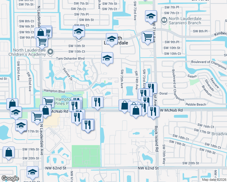 map of restaurants, bars, coffee shops, grocery stores, and more near 1324 Avon Lane in North Lauderdale