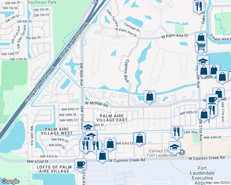 map of restaurants, bars, coffee shops, grocery stores, and more near 4361 West McNab Road in Pompano Beach