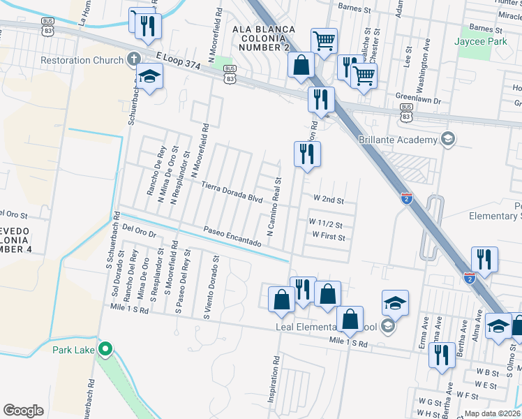 map of restaurants, bars, coffee shops, grocery stores, and more near 2306 Ocaso Road in Mission