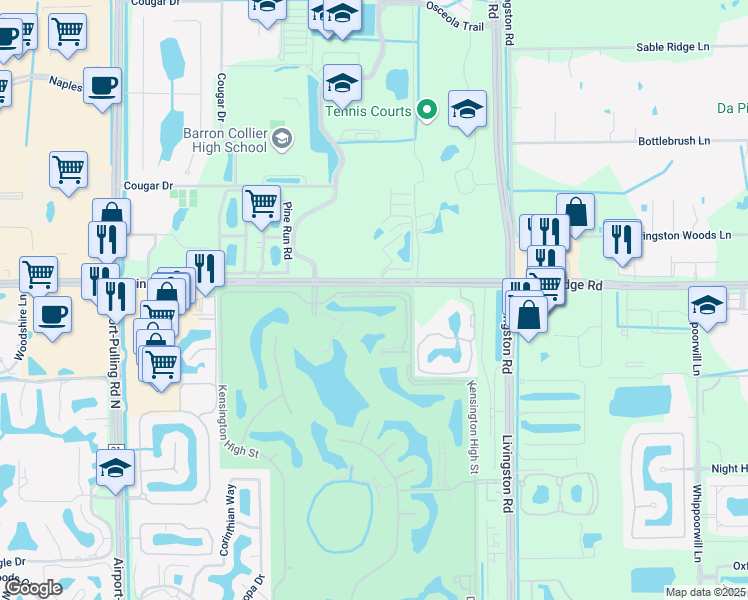 map of restaurants, bars, coffee shops, grocery stores, and more near 3051 Lancaster Drive in Naples
