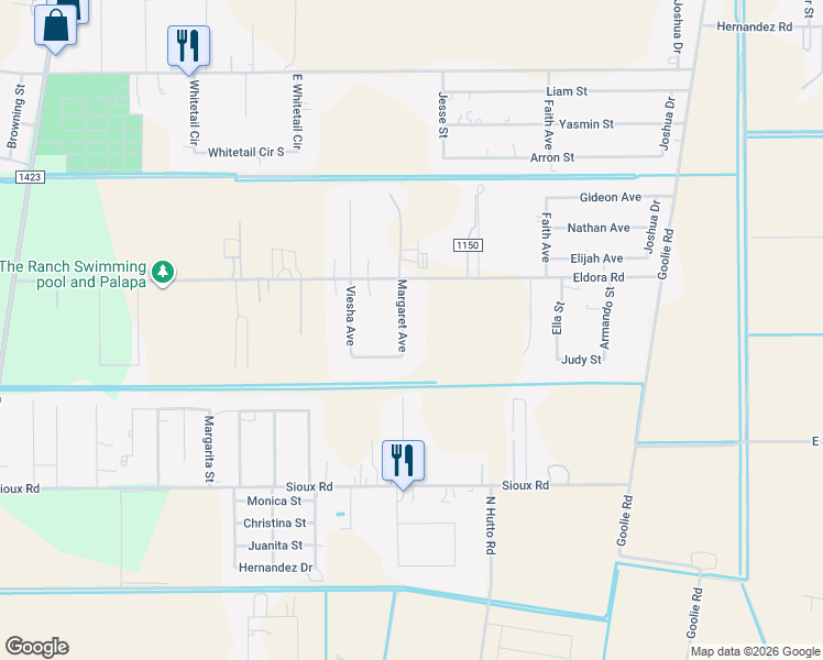map of restaurants, bars, coffee shops, grocery stores, and more near 5506 Margaret Avenue in Donna
