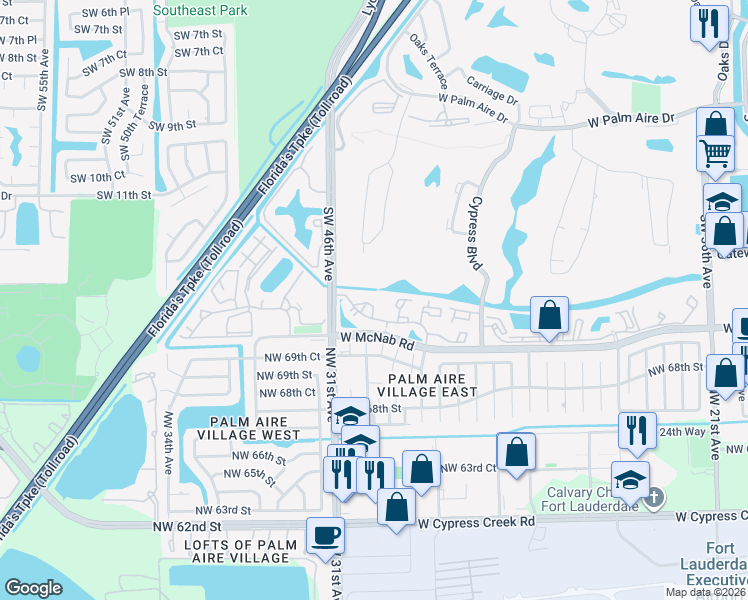 map of restaurants, bars, coffee shops, grocery stores, and more near 4561 West McNab Road in Pompano Beach