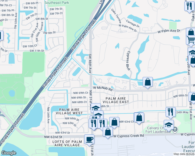 map of restaurants, bars, coffee shops, grocery stores, and more near 4561 West McNab Road in Pompano Beach