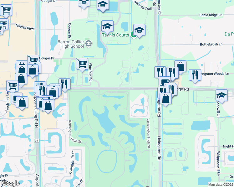 map of restaurants, bars, coffee shops, grocery stores, and more near 3051 Lancaster Drive in Naples