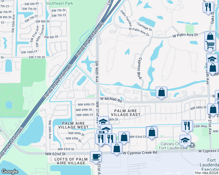 map of restaurants, bars, coffee shops, grocery stores, and more near 4561 West McNab Road in Pompano Beach