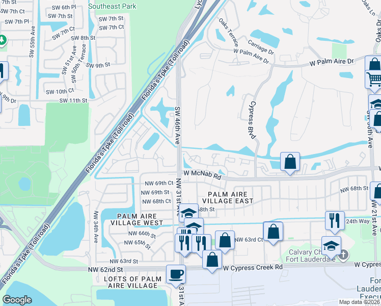 map of restaurants, bars, coffee shops, grocery stores, and more near 4561 West McNab Road in Pompano Beach