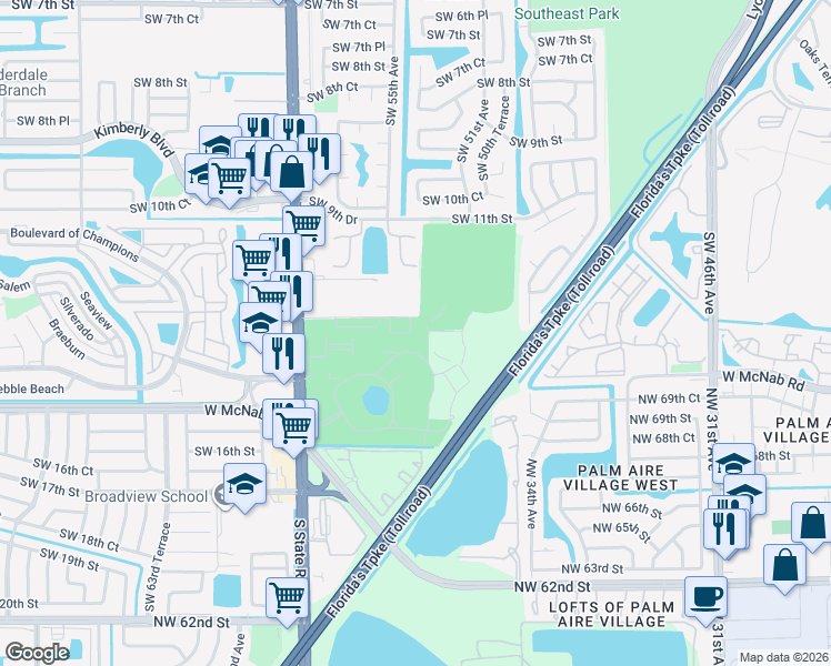 map of restaurants, bars, coffee shops, grocery stores, and more near 1380 Southwest 50th Avenue in North Lauderdale